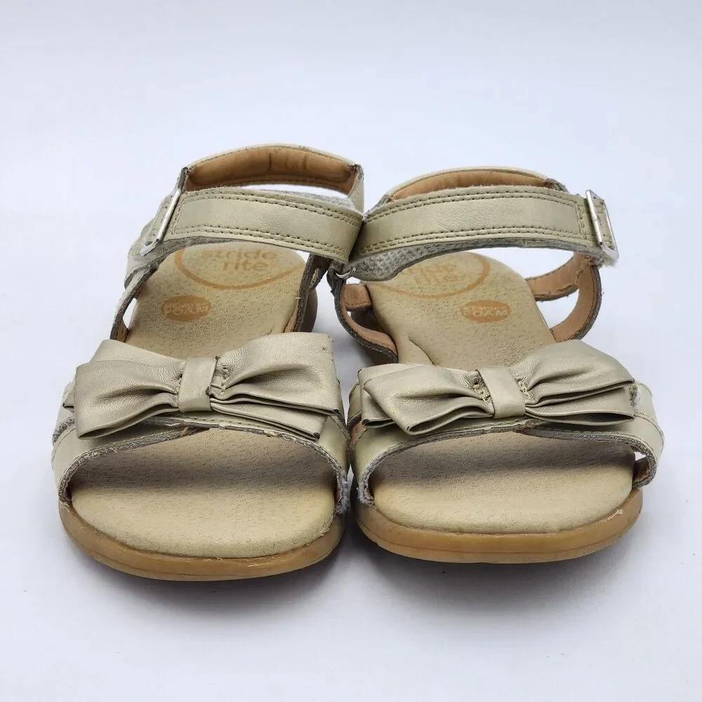 Stride Rite Kids Cesia Bow Strappy Sandals Comfort Shoes Gold Big Kid's Size 3